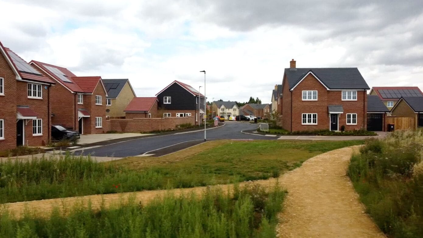 New suburban housing estate with brick houses